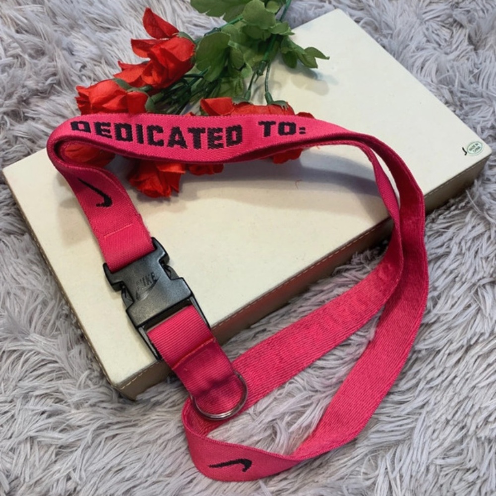 🌹Nike • Pink 'Dedicated To' Adjustable Lanyard